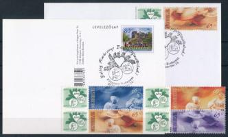 2010 Folkloriada a bélyegelőfizetőknek megszemélyesített négyestömb + Filaposta karácsonyi alkalmi bélyegzés borítékon és képeslapon
