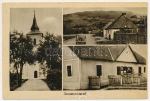 1944 Szamossósmező, Glod; templom, automobil / church, automobile (gyűrődés / crease)