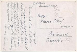 1944 Szamossósmező, Glod; templom, automobil / church, automobile (gyűrődés / crease)