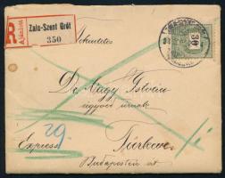 1898 30kr ajánlott viaszpecsétes levélen, teljes tartalommal "ZALA-SZENT-GRÓT" - "TÚRKEVE"