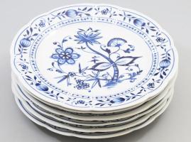 Kahla hagymamintás 6 darab nagytányér, jelzett, hibátlan, d: 23,5 cm