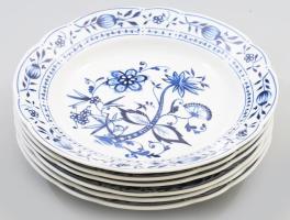 Kahla hagymamintás 6 darab mélytányér, jelzett, hibátlan, d: 24 cm