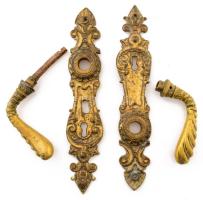 Régi bronz ajtókilincs és zárcímke