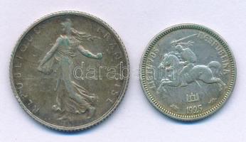 Franciaország 1917. 1Fr Ag + Litvánia 1925. 1L Ag T:VF, patina
France 1917. 1 Franc Ag + Lithuania ...