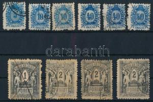 1873 Távírda Kőnyomat 10 db bélyeg jó értékekkel (159.000)