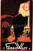 1925 FerroWatt villanykörte reklám / lightbulb advertisement (lyuk / pinhole)