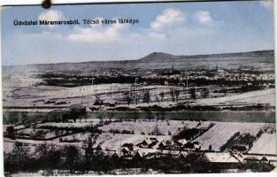 1918 Técső, Tiacevo, Tiachiv, Tyachiv (Máramaros); látkép télen. Szabó Lipót kiadása / general view in winter (EK)