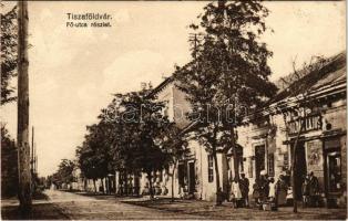 1932 Tiszaföldvár, Fő utca részlet, Molnár Lajos kereskedése, üzlete és saját kiadása