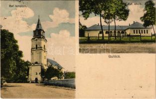 1932 Gulács (Szabolcs), református templom és iskola. Hangya kiadása (EK)