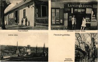 1931 Pécsbánya, Pécsbányatelep (Pécs); Nagyvendéglő, Lánczner Jánosné üzlete, András akna, ezeréves gesztenyefa. Lanczner János kiadása