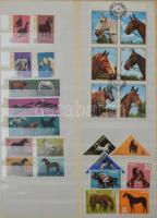 Lovak, lovasok, lovaskocsik, kutyák, macskák motívum gyűjtemény, több mint 600 bélyeg az egész világ...