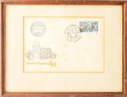 Szász Endre (1926-2003): Női portré. Tus, papír, jelzett, 11x16 cm. FDC-n. Üvegezett fakeretben