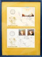 Szász Endre (1926-2003), 2 db rajz: Női arcképek. Tus, papír, jelzett, 11x16 (x2) cm. FDC-n. Egy üvegezett fakeretben.