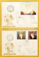 Szász Endre (1926-2003), 2 db rajz: Női arcképek. Tus, papír, jelzett, 11x16 (x2) cm. FDC-n. Egy üve...