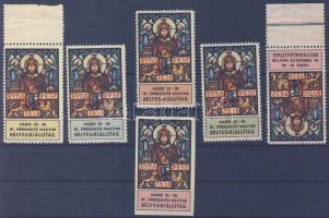 1938 II. Országos Bélyegkiállítás 2 féle színű sor (6 db)