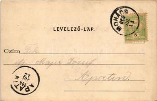 1904 Mohács, Dunapart, kikötő, úszó hajómalmok. Weiser Miksa kiadása / floating ship mills (EK)