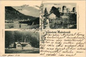 1901 Miskolc, Hámori táj, diósgyőri várrom, diósgyőri hámor. Verő J. és Társa kiadása. Art Nouveau, floral (EK)