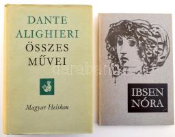 Dante Alighieri összes művei. Szerk. és az utószót írta: Kardos Tibor. Babits Mihály, Károlyi Amy, Weöres Sándor és mások fordításaival. Bp., 1965, Magyar Helikon, 1218 p. Kiadói egészvászon-kötés, kissé sérült kiadói papír védőborítóban. + Henrik Ibsen: Nóra. Ford.: Németh László. 1969, Helikon, kartonált papírkötés.