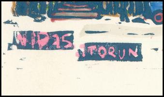 Nolipa István Pál (1907-1986): Torun, utcarészlet (Lengyelország), 1975. Színezett linómetszet, papí...