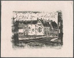 Nolipa István Pál (1907-1986): Országház utca eleje (Budai vár), 1973. Linómetszet, papír. Jelzett a metszeten. 18x24 cm.