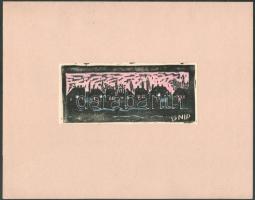 Nolipa István Pál (1907-1986): Esti fények. Színezett linómetszet, papír. Jelzett (paszpartu által takarva). 7x16 cm.