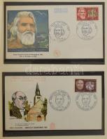 Franciaország 1960-1969 Gyűjtemény, benne 20 db FDC is, részben filázva csavaros albumban