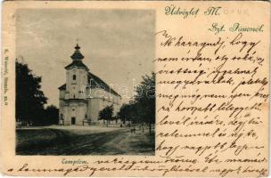Morvaszentjános, Szentjános, Sankt Johann an der March, Svaty Ján, Moravsky Sväty Ján; Római katolikus templom. Kiadja K. Wetschl 23. / Catholic church (Rb)