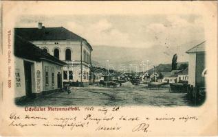 1901 Mecenzéf, Metzenzéf, Alsómecenzéf, Metzenseifen, Nizny Medzev; utcakép, Patow C. üzlete. Kiadja Wlaszlovits Gusztáv 1059. / street view, shop (EK)