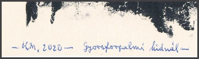 Nolipa István Pál (1907-1986): Gyorsforgalmi hídnál (Budapest), 1975. Linómetszet, papír. Jelzett a ...