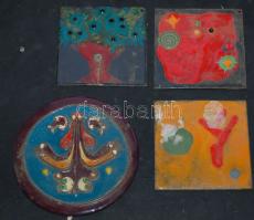 Tűzzománc képecskék 4 db kb. 8x12 cm