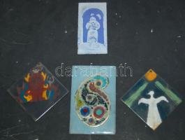 Tűzzománc képecskék 4 db kb. 8x12 cm