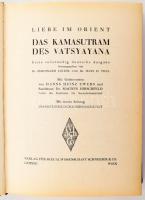 Leiter, Ferdinand - Thal, Hans H.: Liebe im Orient. Das Kamasutram des Vatsyayana. Erste vollständig deutsche Ausgabe herausgegeben von - - und - - . Leipzig-Wien, 1929, Verlag für Sexualwissenschaft Schneider &amp; Co., XV+(1)+296 p. Szövegközti és egészoldalas, fekete-fehér és színes képekkel. Német nyelven. Átkötött, aranyozott gerincű félbőr-kötésben, kissé viseltes borítóval és gerinccel, belül nagyrészt jó állapotban.