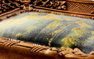 Olvashatatlan jelzéssel: Táj. Olaj, fa. Dekoratív fakeretben. 23,5x19 cm