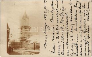 1899 (Vorläufer) Nagybánya, Baia Mare; Szent István torony / Saint Stephen tower under construction in winter. photo (Rb)