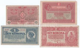 Vegyes, 9db-os magyar bankjegy tétel, közte 1915. 10K piros "MAGYARORSZÁG" felülbélyegzéssel, stb. T:F,VG, közte egy G, közte szép papír