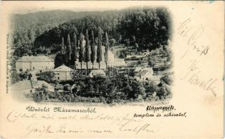 1899 (Vorläufer) Rónaszék, Rohnen, Costiui (Máramaros); templom és sóhivatal / church, salt mine office (EK)