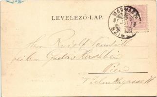 1899 (Vorläufer) Rónaszék, Rohnen, Costiui (Máramaros); templom és sóhivatal / church, salt mine off...