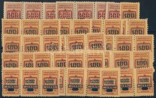 1946 50 db 100 millió és 10.000 millió pengős, felülnyomott forgalmi adóbélyeg