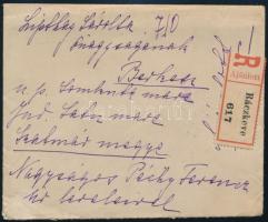 1925 Ajánlott levél Koronás Madonna 500K + Parlament 2 x 2000K hátoldali bérmentesítéssel, Lipthay b...