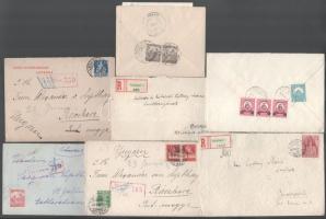 1917-1940 7 db küldemény a Lipthay család levelezéseiből, nagyrészt ajánlottak, érdekes tartalmakkal, 5 magyar és 2 svájci