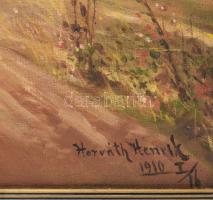 Horváth Henrik (1840-): Pásztorlány bárányokkal a világosi dombokon, háttérben Arad panorámája, 1910...