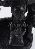 Afrikai faragott sok alakos szobor. Nigeria, Lagos, 1969. 49 cm