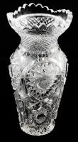 Nagyméretű ólomkristály váza, gazdag mintával, minimális kopással, m: 37,5 cm