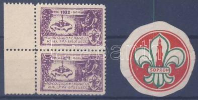 1922 Országos cserkész kiállítás 3 db bélyeg