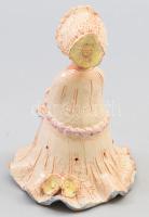 Gerencsér Anna: kerámia hölgy figura virággal, jelzett, kis kopással, m: 17 cm