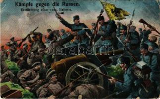 1916 Kämpfe gegen die Russen bei Luck. Erstürmung einer russ. Batterie / Ütközet az oroszokkal Lucknál + "Tábori postahivatal 42" + "M. Kir. Honvéd Lovas Hadosztály Parancsnokság" / WWI K.u.k. Austro-Hungarian military, battle against the Russians (kopott sarkak / worn corners)