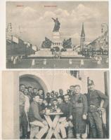 Arad - 2 db RÉGI képeslap: Kossuth szobor és K.u.k. katonák asztalnál / 2 pre-1945 postcards: Kossuth statue and K.u.k. soldiers