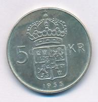 Svédország 1955TS 5K billon "VI. Gusztáv Adolf" T:XF, patina Sweden 1955TS 5 Kronor billon "Gustaf VI Adolf" C:XF, patina Krause KM#829