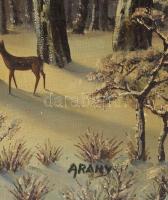 Arany jelzéssel: Őzike az erdőben. Olaj, vászon. Dekoratív, sérült fakeretben. 50x60 cm