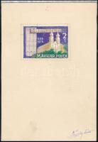 Légrády Sándor Tihanyi apátság 2Ft bélyegterve a tervező aláírásával. Képméret: 66 x 47 mm